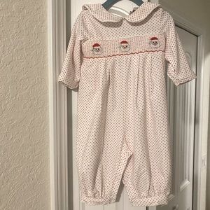 Santa smocked outfit EUC. size 9 month